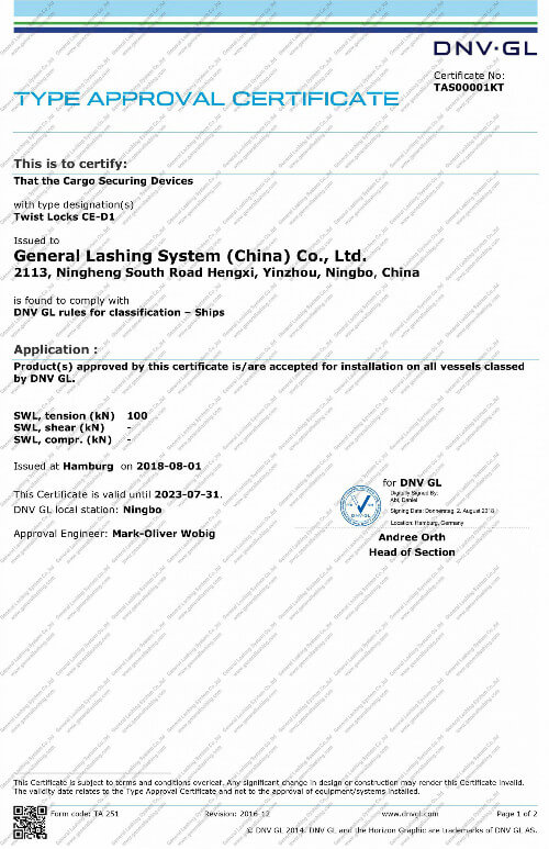 DNV-GL Certificate