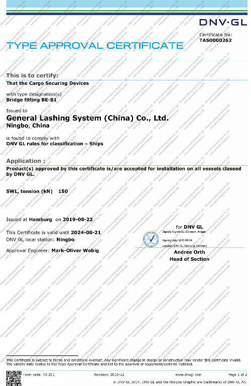 DNV-GL Certificate
